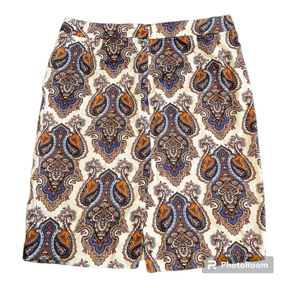 J Crew Paisley Print Pencil Skirt Sz 8 - Picture 2 of 6